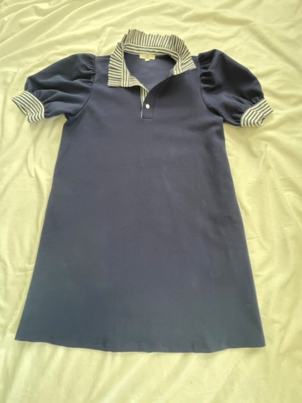 Entro Women's Puff Sleeve Polo Mini Dress, Blue Navy, Size S - Picture 2 of 8